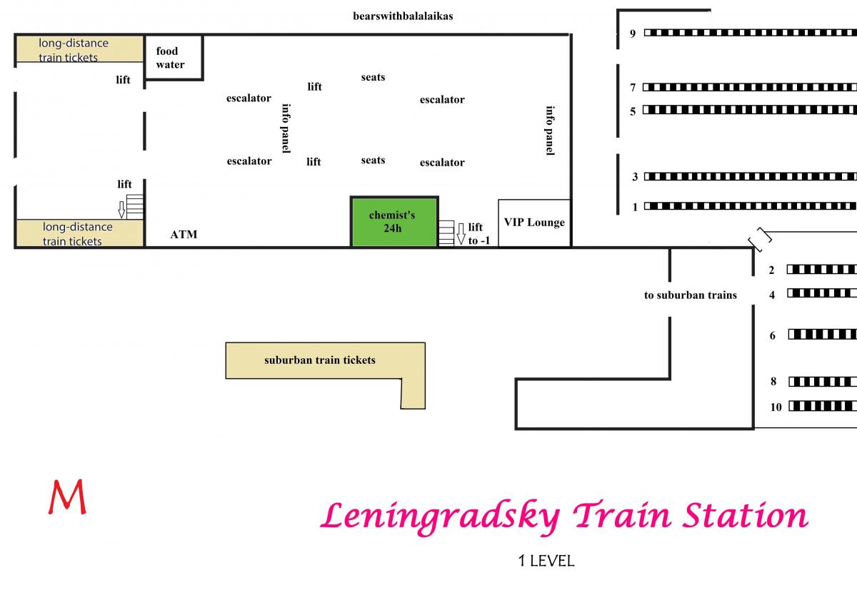 नक्शे के Leningradsky स्टेशन मास्को