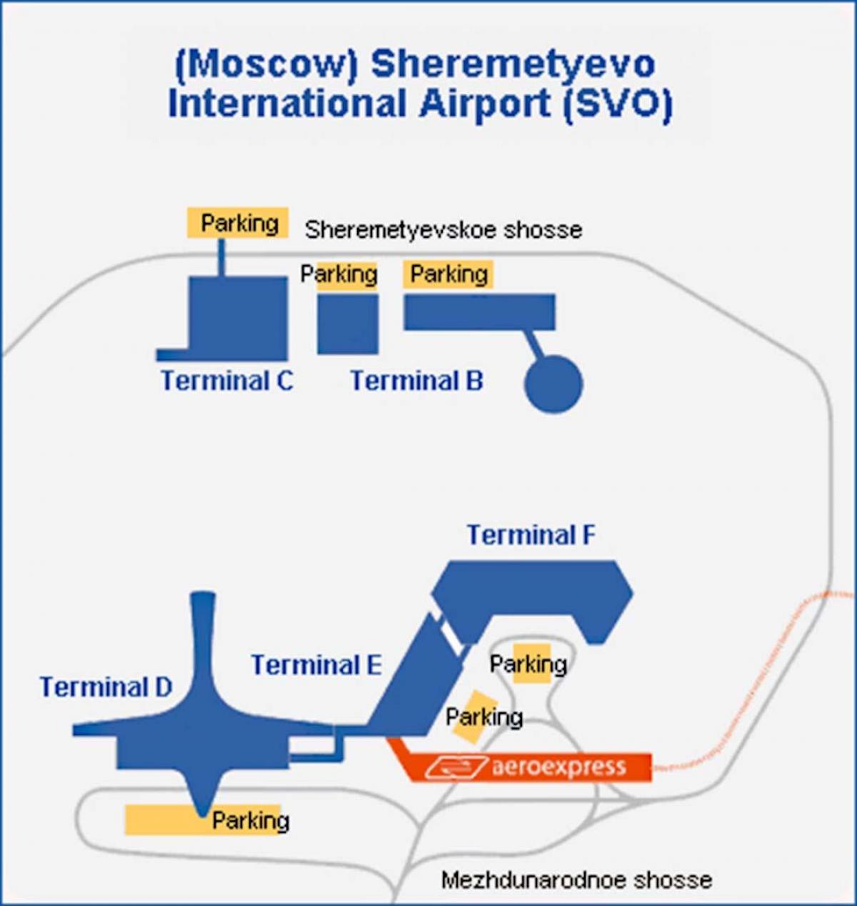 Sheremetyevo टर्मिनल का नक्शा