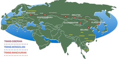 मानचित्र मास्को से व्लादिवोस्तोक करने के लिए ट्रेन