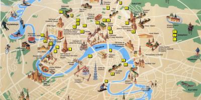 मास्को में पर्यटकों के आकर्षण का नक्शा