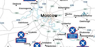 मानचित्र मास्को के हवाई अड्डों